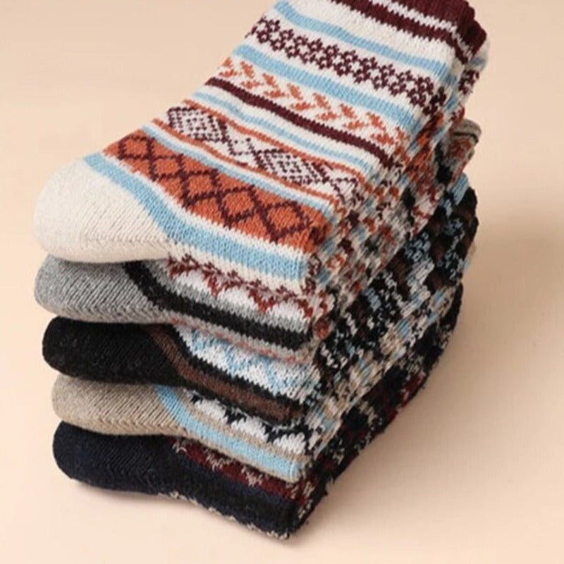 Winter Wool Socks | Nordic Pattern Thermal Blend