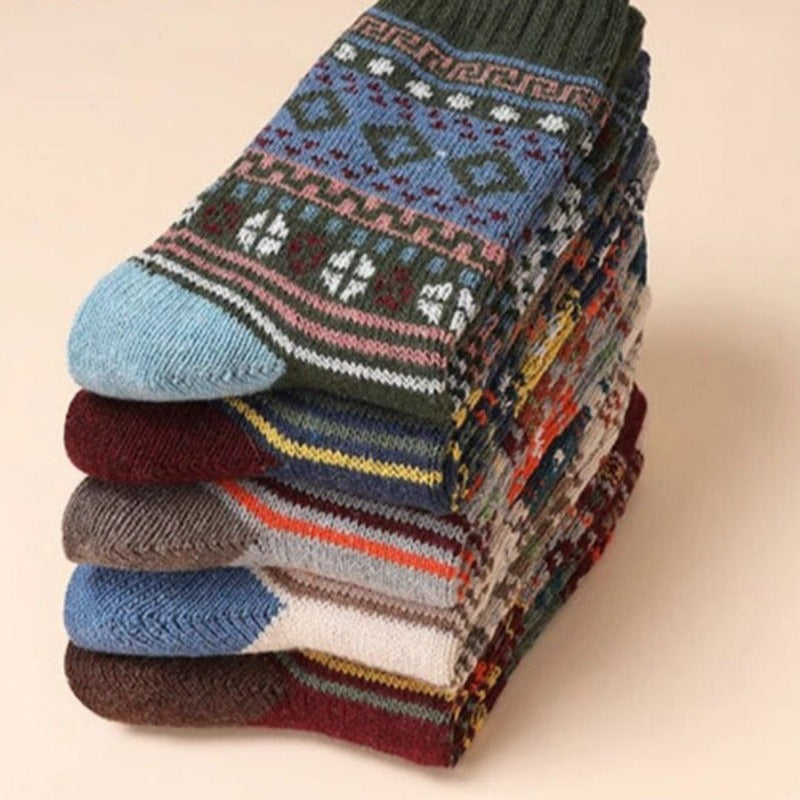 Winter Wool Socks | Nordic Pattern Thermal Blend