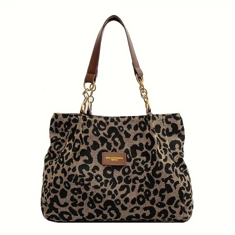 Leopard Print Shoulder Bag | Chain Strap Faux Leather Design