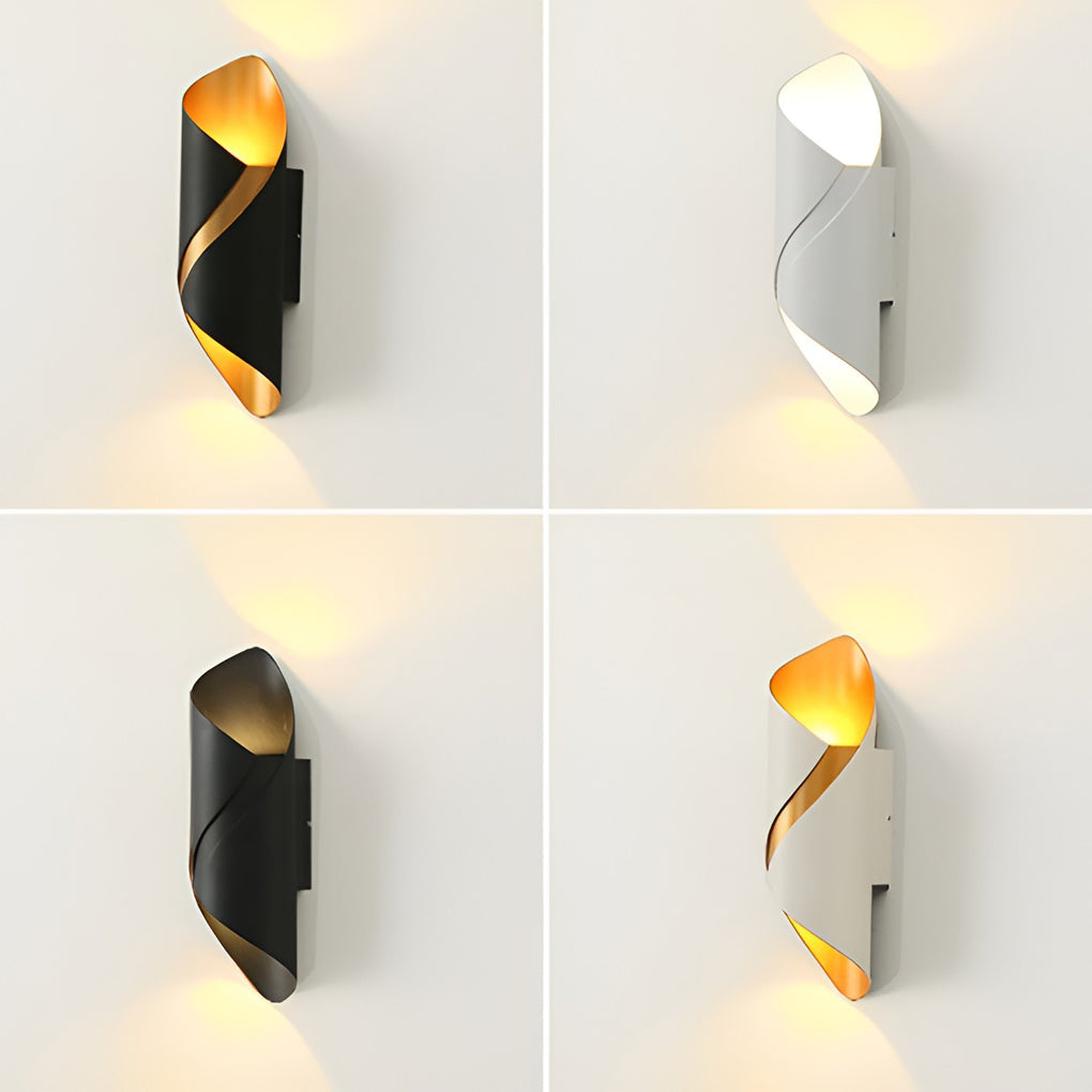 Modern Outdoor Wall Light | Spiral Black Metal Sconce