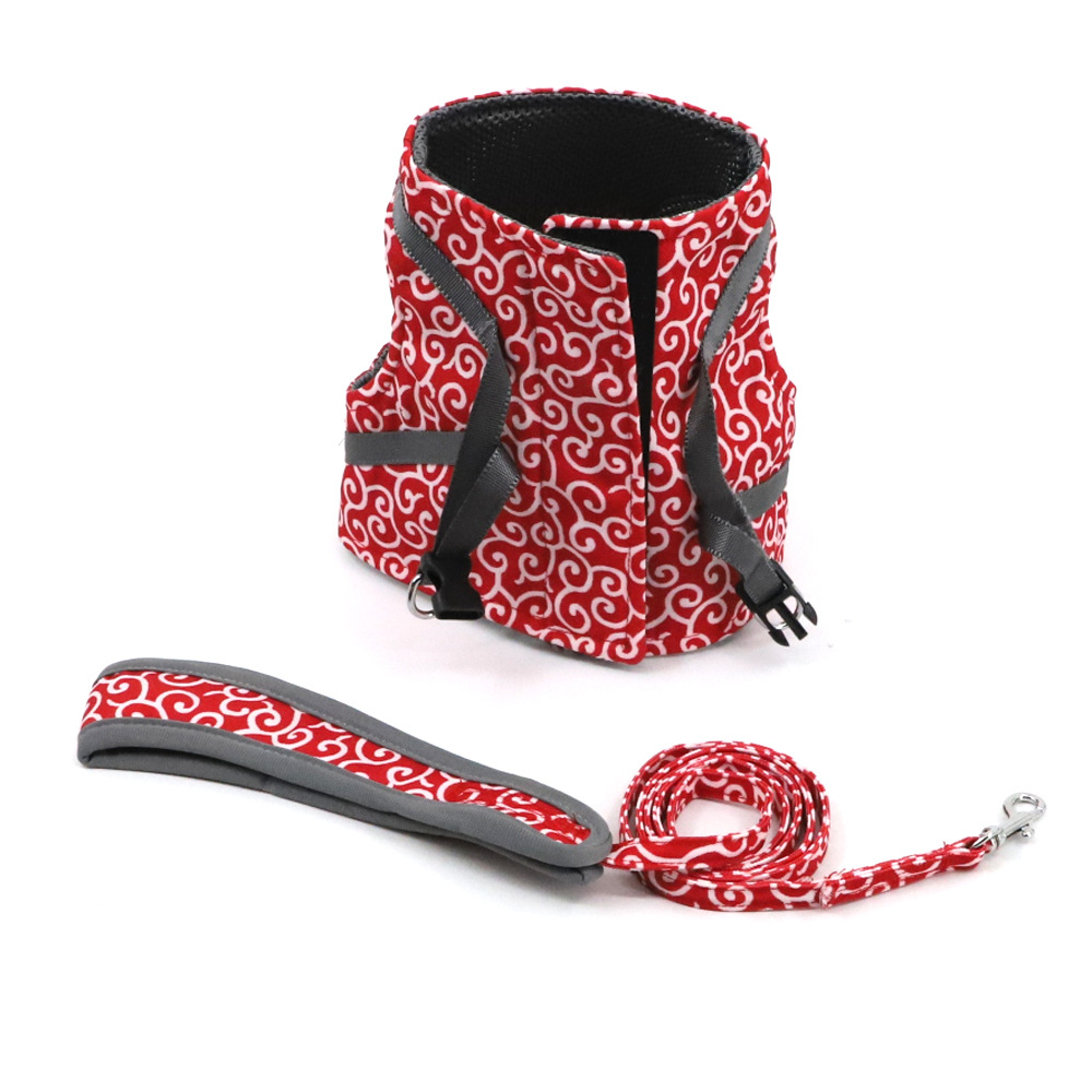 Japanese Pattern Cat Harness | Navy Blue Wave Design With Leash