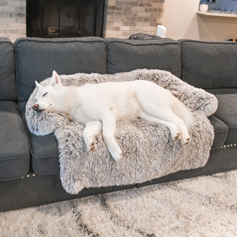 Plush Pet Furniture Protector | Water-Repellent Vegan Fur Bed