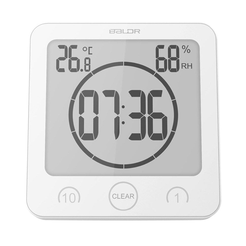 Digital Bathroom Clock | LCD Temperature Humidity Display