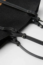 Woven Straw Tote Bag | Leather Trim Natural Finish