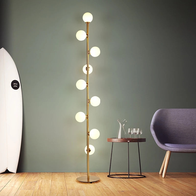 Modern Floor Lamp | Vertical Gold Spheres Design