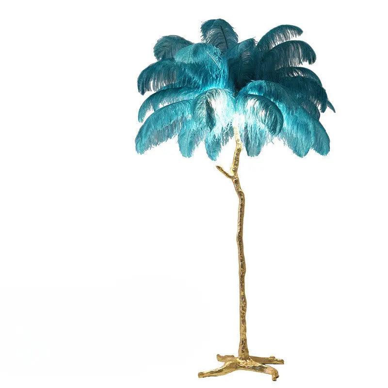 Nordic Feather Floor Lamp | Pink Ostrich Plume Gold Stand