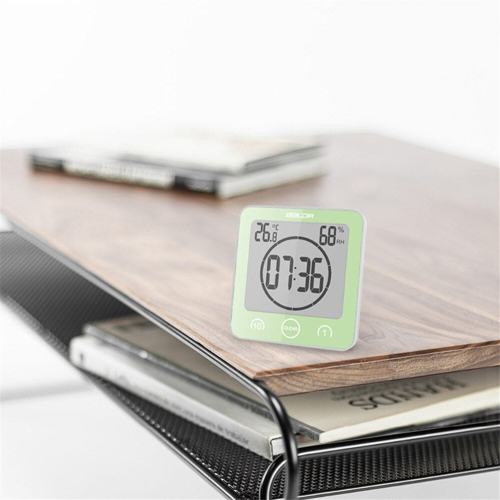 Digital Bathroom Clock | LCD Temperature Humidity Display