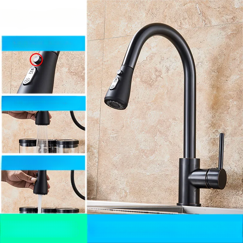 Modern Pull Down Kitchen Faucet | Brushed Nickel Flexible Spout
