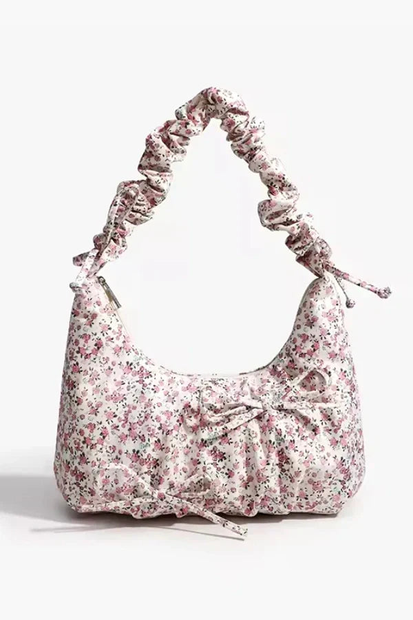 Floral Hobo Bag | Ruched Handle Botanical Print