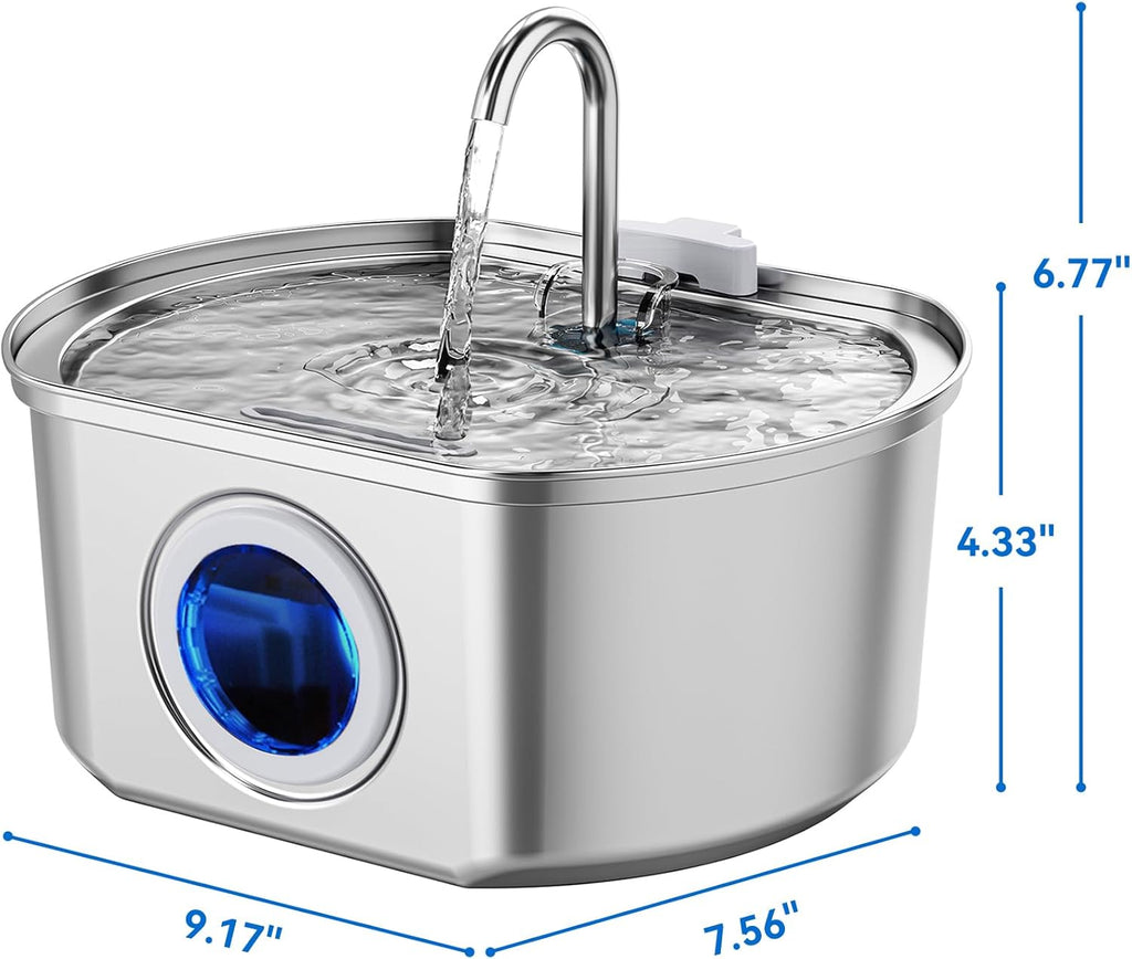 Pet Water Fountain | LED Indicator Stainless Steel Design