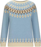 Nordic Wool Sweater | Fair Isle Pattern In Sky Blue