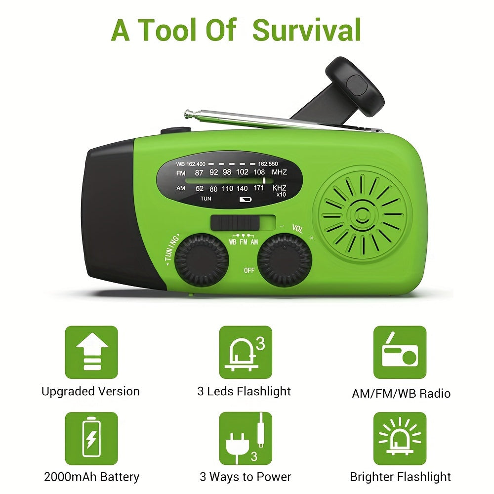 Emergency Radio Power Bank | Solar Hand Crank FM NOAA Receiver