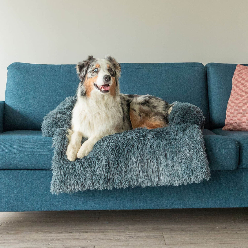 Plush Pet Furniture Protector | Water-Repellent Vegan Fur Bed
