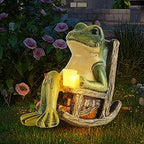 Solar Garden Frog Light | Hand-Painted Rocking Chair Design
