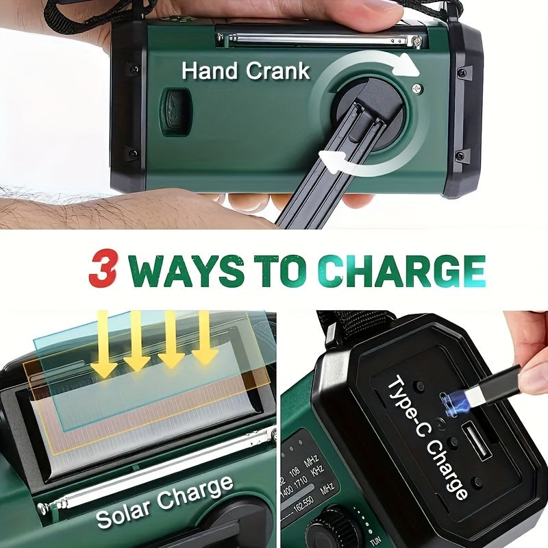 Emergency Radio Kit | Solar Hand Crank Power Bank With NOAA Weather Alert