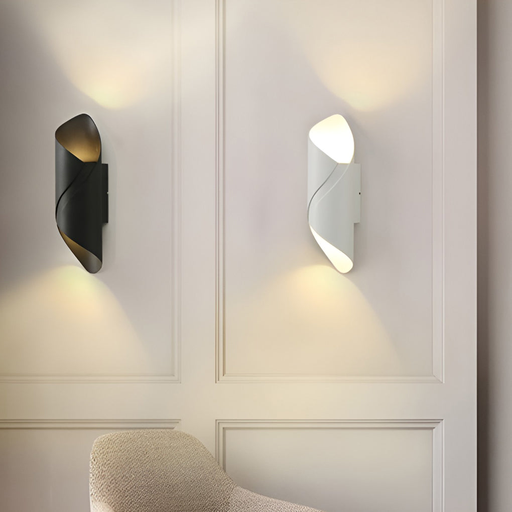 Modern Outdoor Wall Light | Spiral Black Metal Sconce