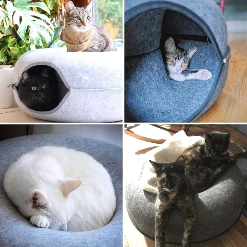 Round Pet Bed | Plush Donut Design With Anti-Slip Base