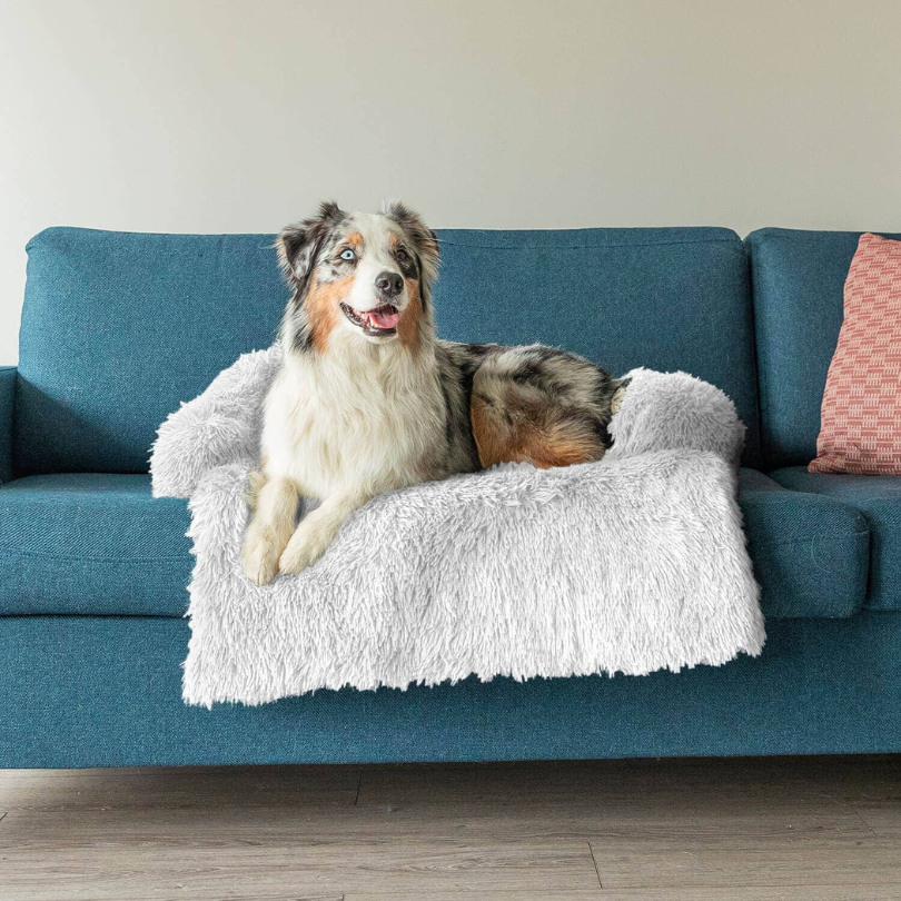 Plush Pet Furniture Protector | Water-Repellent Vegan Fur Bed