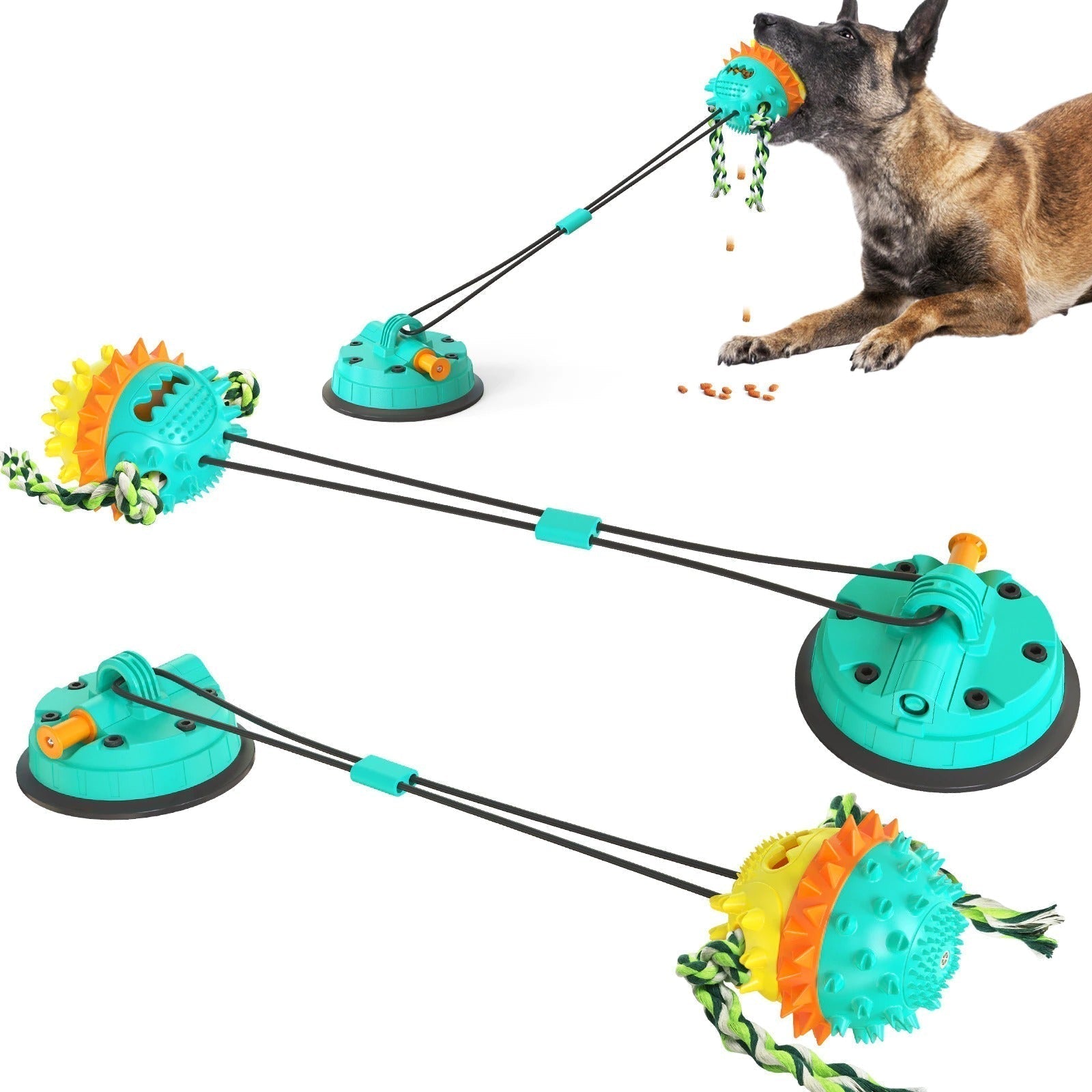 Interactive Dog Toy | Suction Cup Base with Dental Chew Ball
