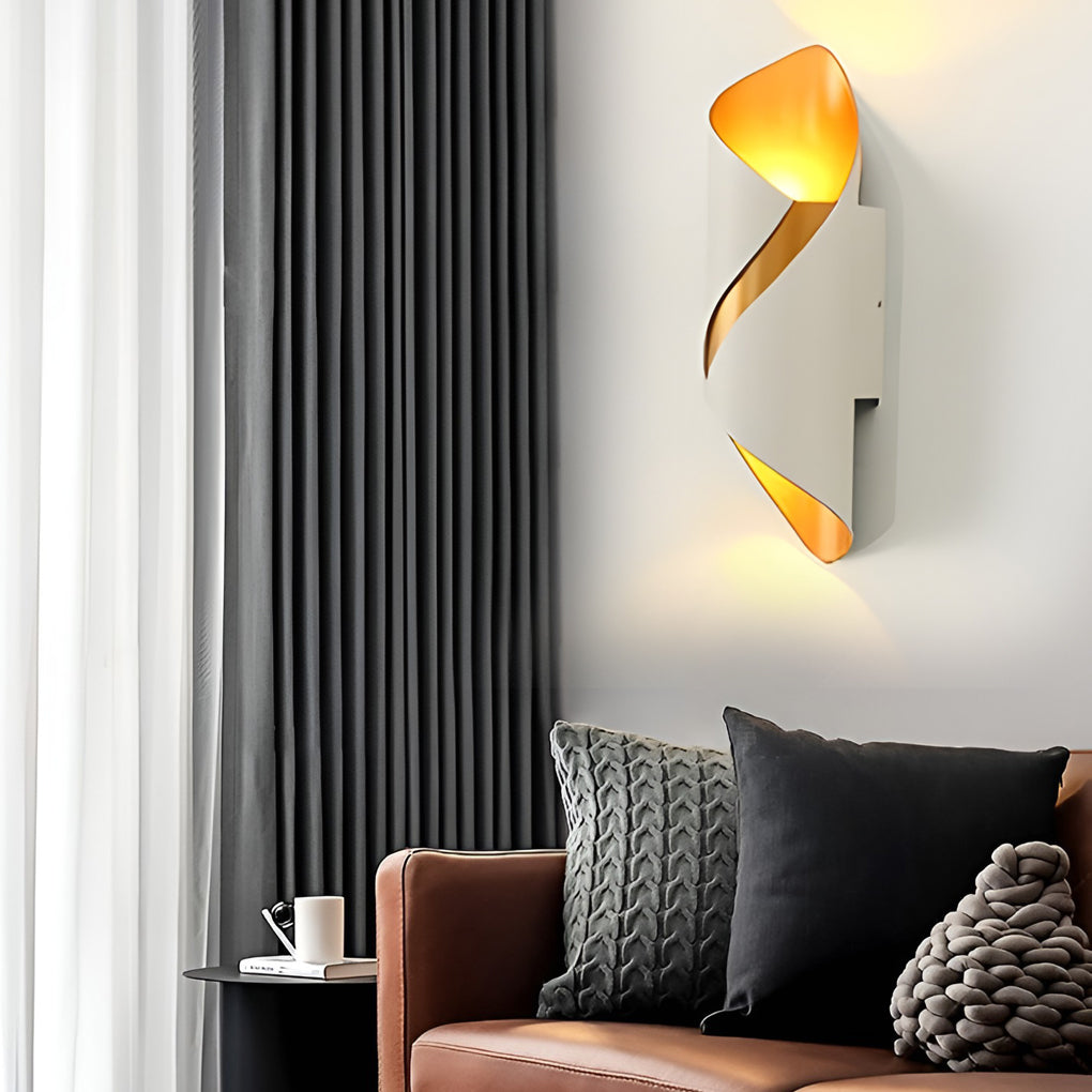 Modern Outdoor Wall Light | Spiral Black Metal Sconce