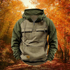 Color Block Outdoor Hoodie | Quarter Zip Cotton Blend Design