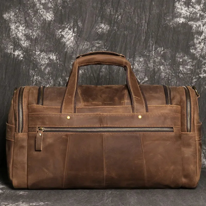 Vintage Leather Duffle Bag | Premium Brown Weekend Travel Bag