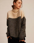 Wool Blend Turtleneck Sweater | Chevron Pattern Design