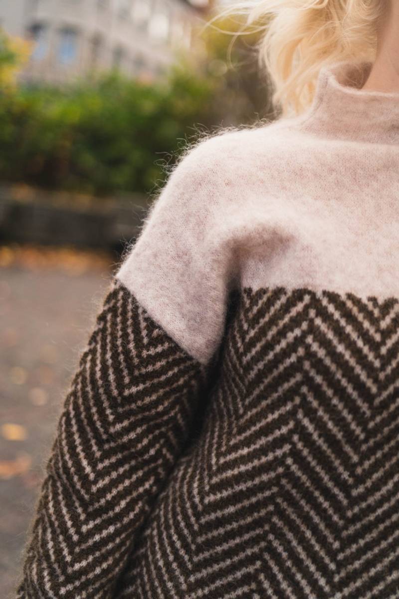 Wool Blend Turtleneck Sweater | Chevron Pattern Design
