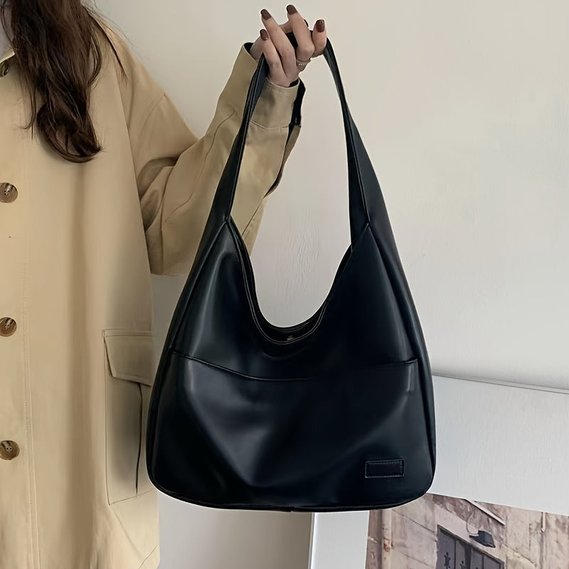 Premium Leather Hobo Bag | Classic Black Minimalist Design