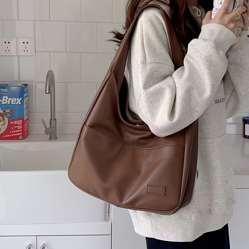 Premium Leather Hobo Bag | Classic Black Minimalist Design
