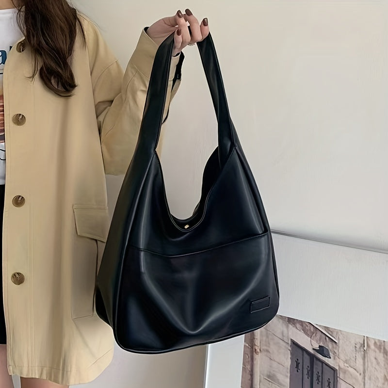Premium Leather Hobo Bag | Classic Black Minimalist Design