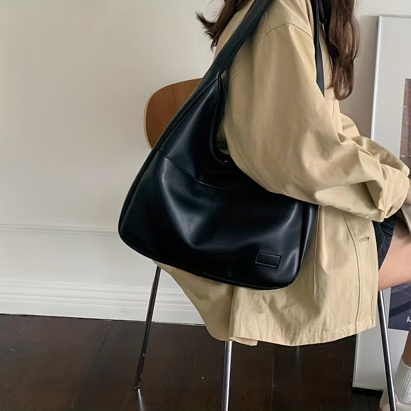 Premium Leather Hobo Bag | Classic Black Minimalist Design