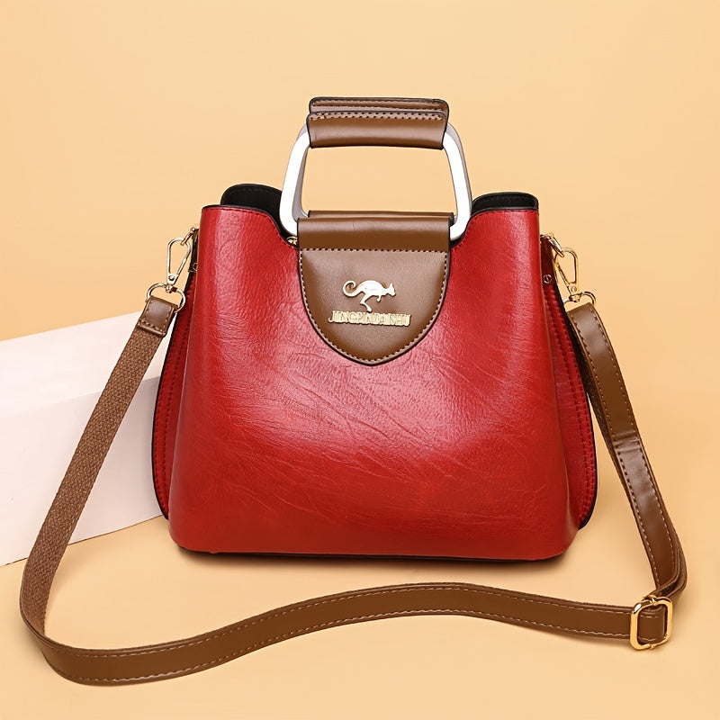Designer Leather Handbag | Two-Tone Black Brown Classic