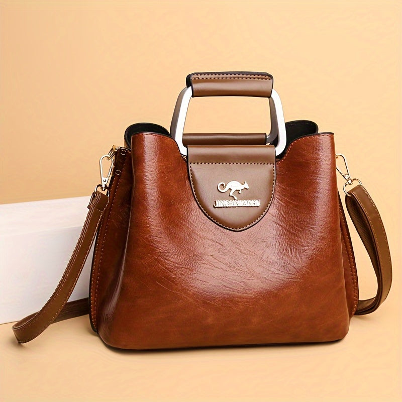 Designer Leather Handbag | Two-Tone Black Brown Classic