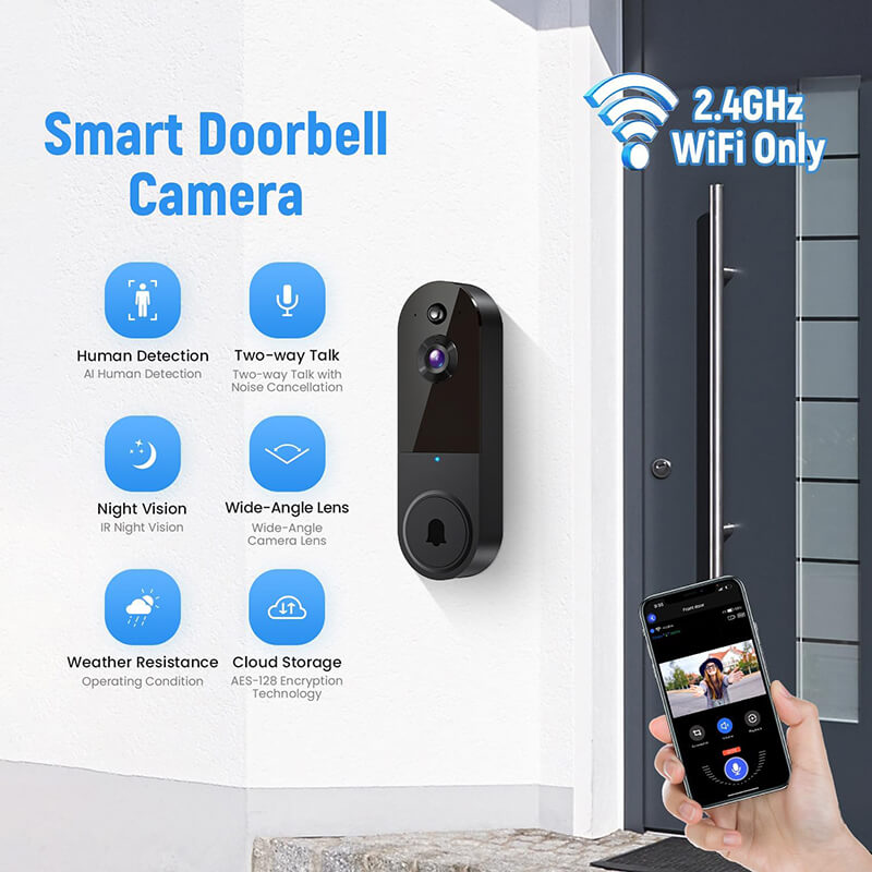 Wireless Video Doorbell Camera | 1080P AI Human Detection