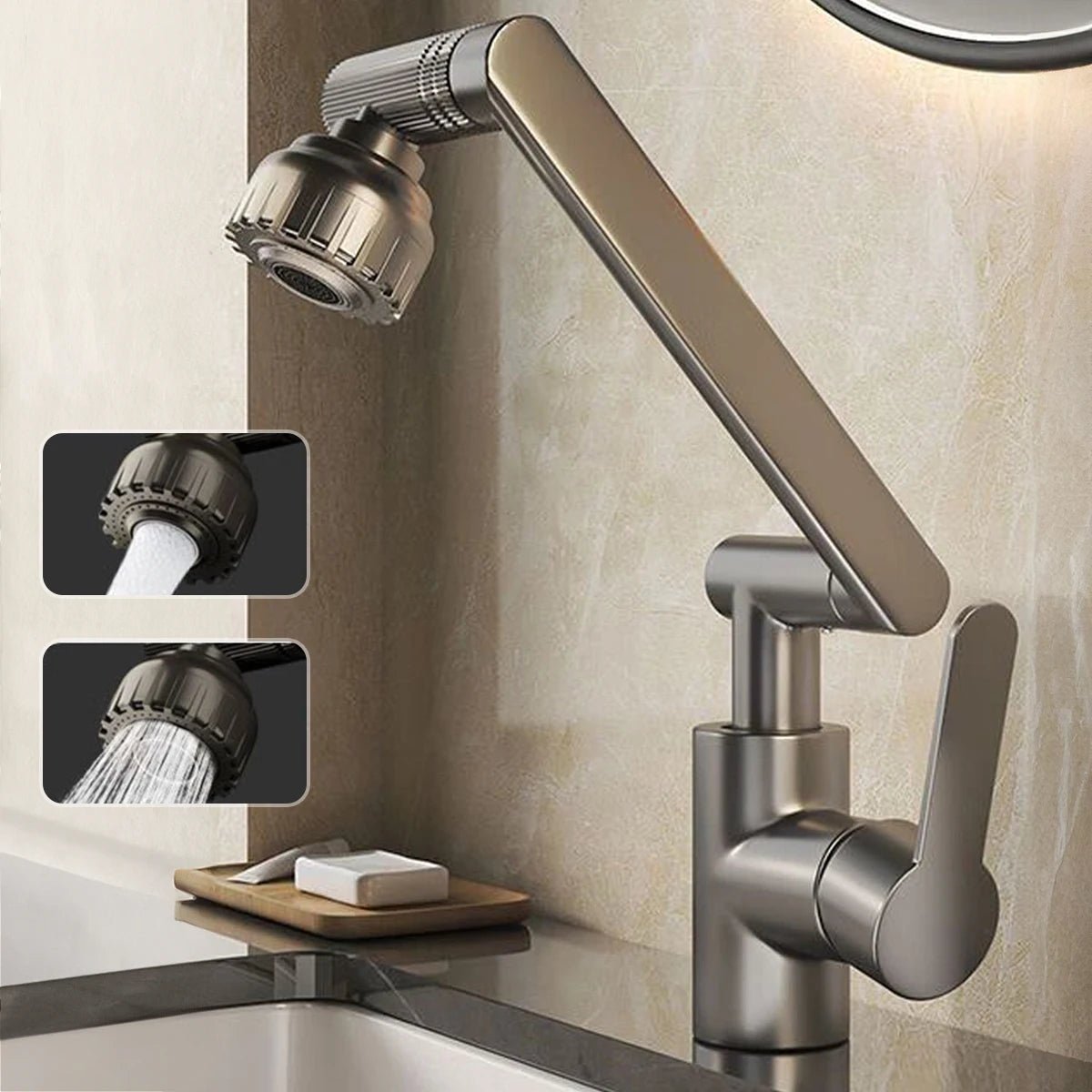 Kitchen Faucet with Flexible Arm | 360° Swivel Multi-Mode Spray