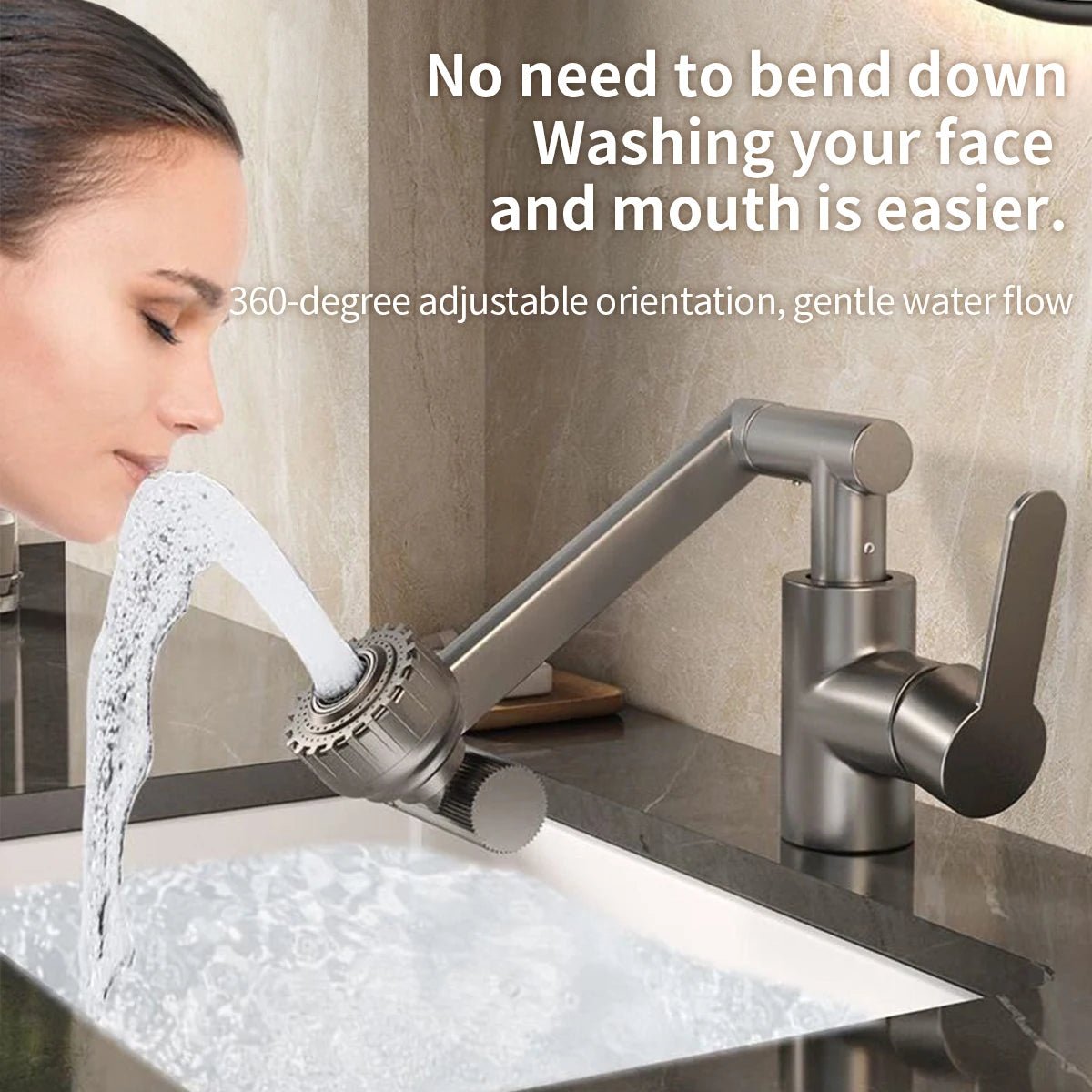 Kitchen Faucet with Flexible Arm | 360° Swivel Multi-Mode Spray