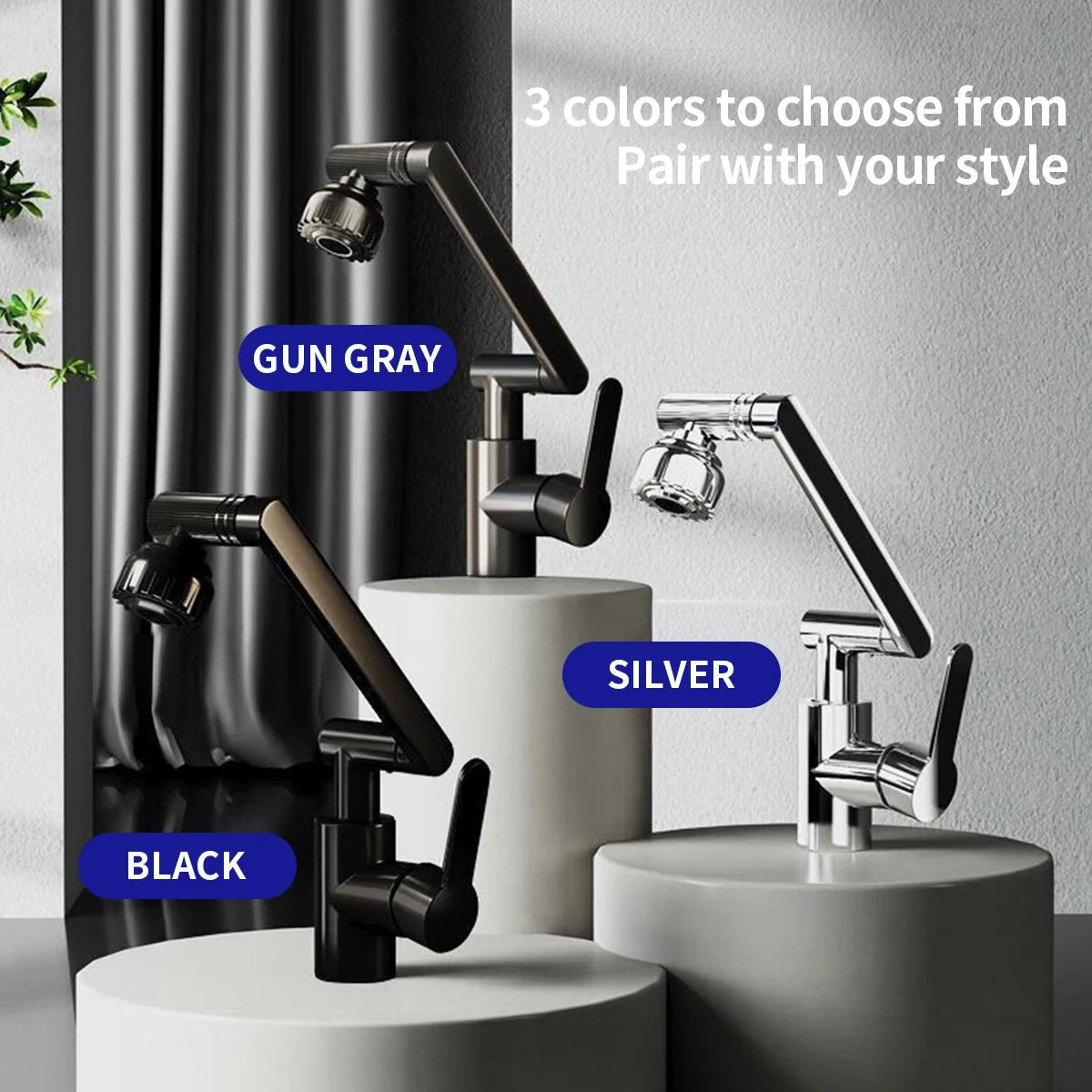 Kitchen Faucet with Flexible Arm | 360° Swivel Multi-Mode Spray