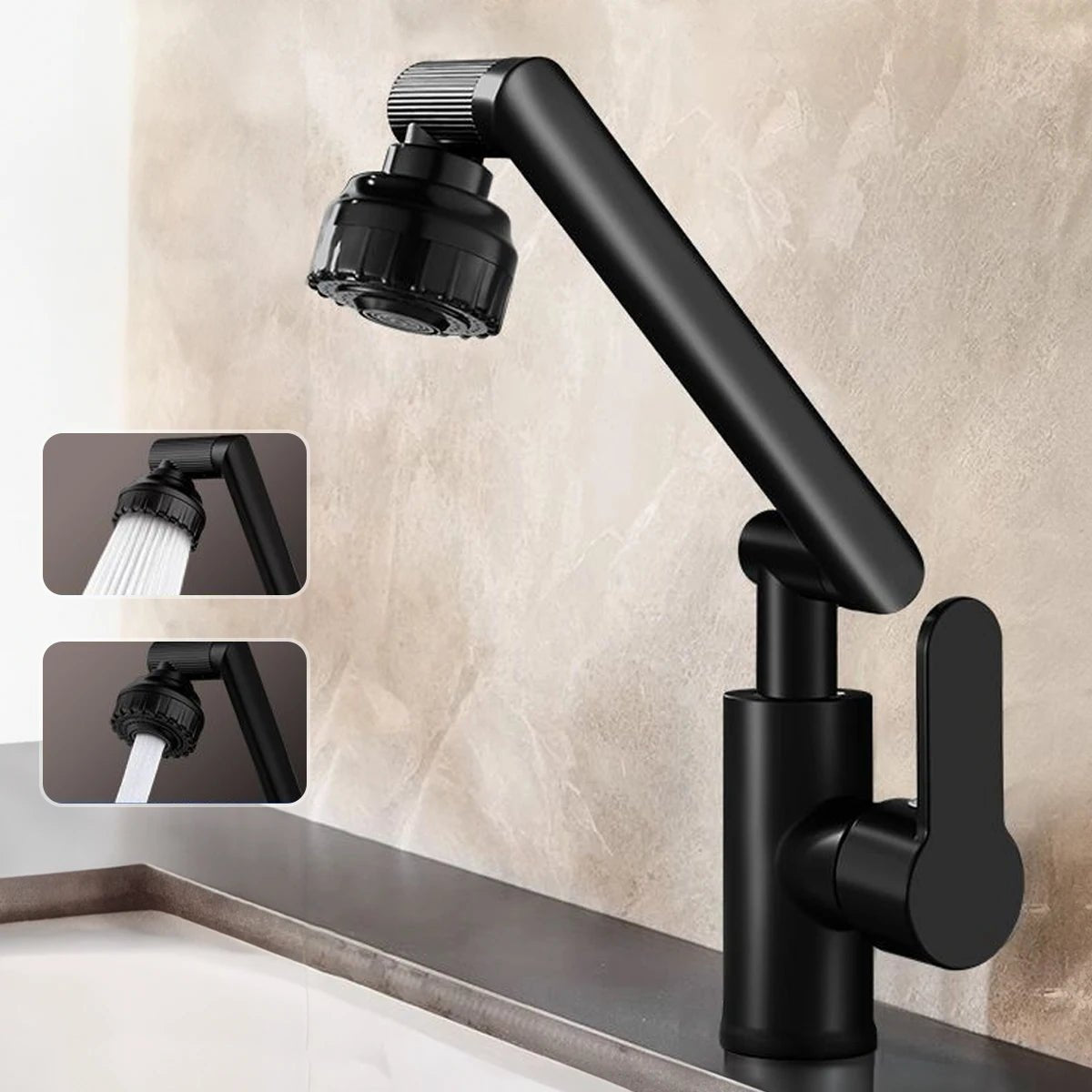 Kitchen Faucet with Flexible Arm | 360° Swivel Multi-Mode Spray