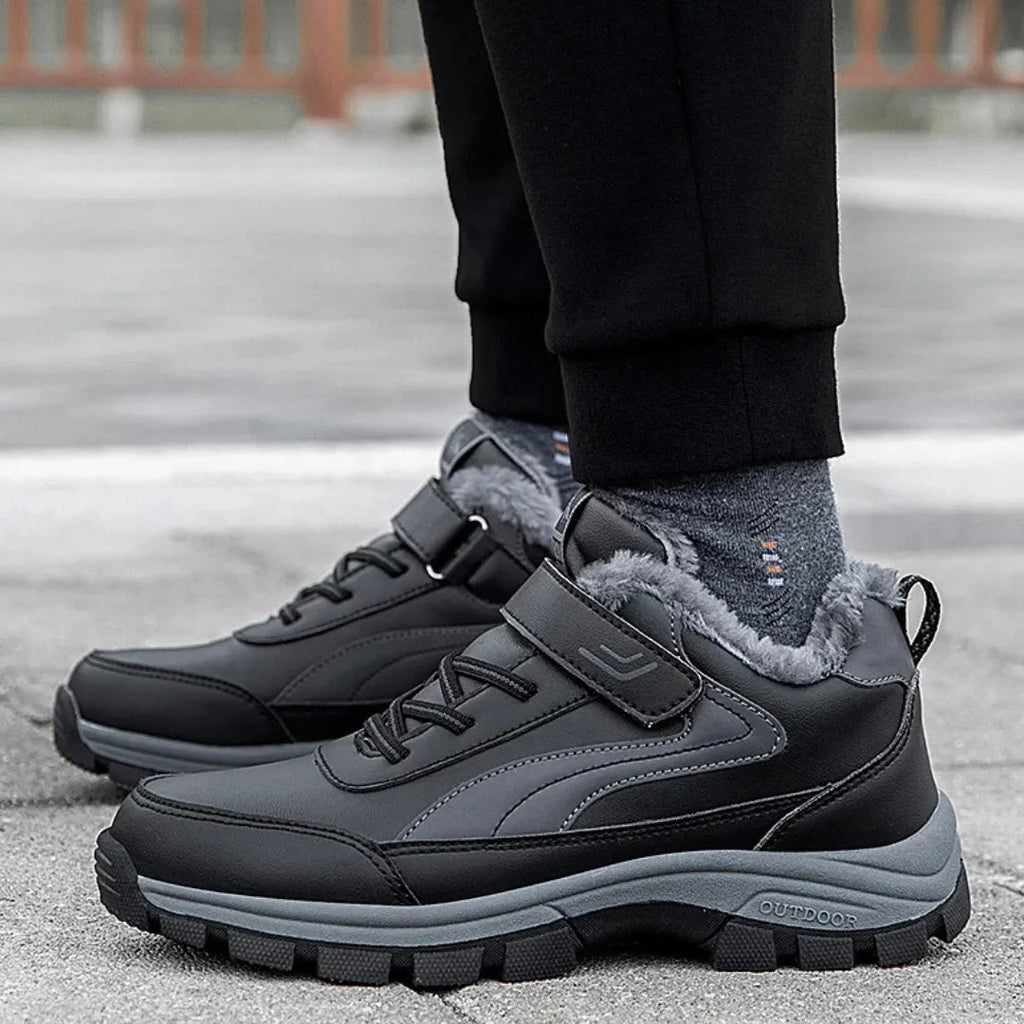 Men's Waterproof Walking Shoes | Fleece Lined with Velcro Closure