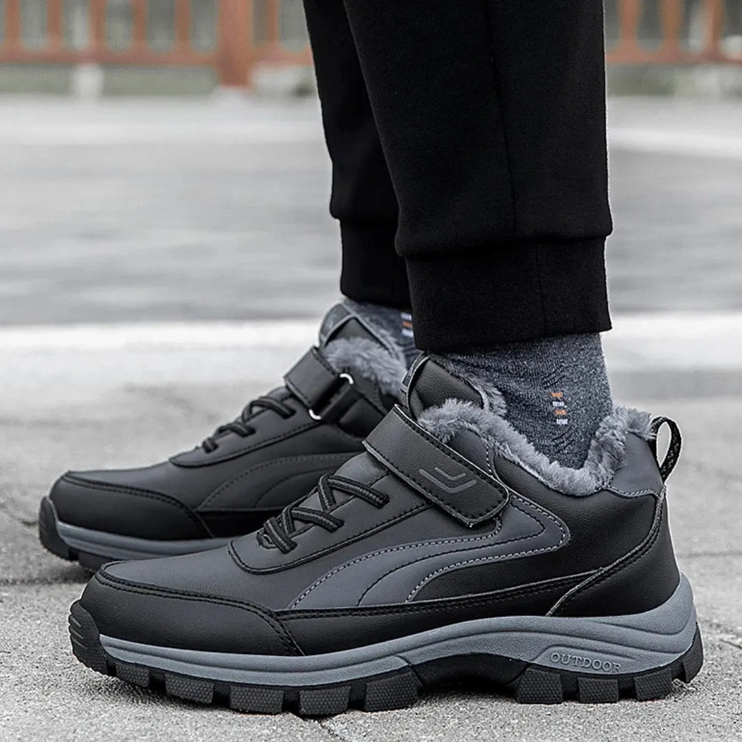 Men's Waterproof Walking Shoes | Fleece Lined with Velcro Closure