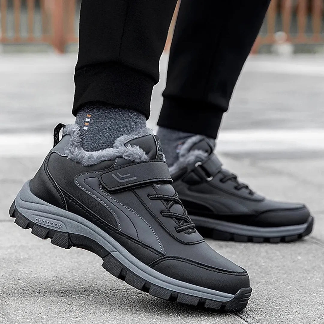 Men's Waterproof Walking Shoes | Fleece Lined with Velcro Closure