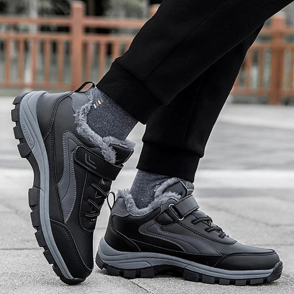 Men's Waterproof Walking Shoes | Fleece Lined with Velcro Closure