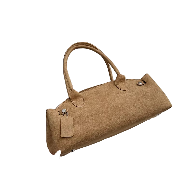 French Suede Shoulder Bag | Elegant Dual-Carry Design