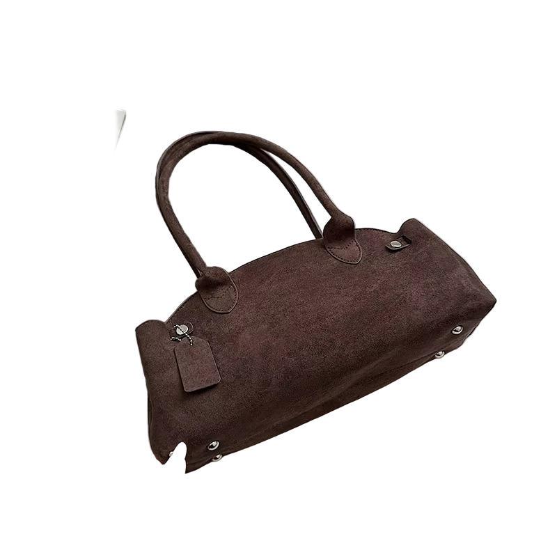 French Suede Shoulder Bag | Elegant Dual-Carry Design