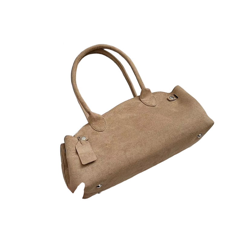French Suede Shoulder Bag | Elegant Dual-Carry Design