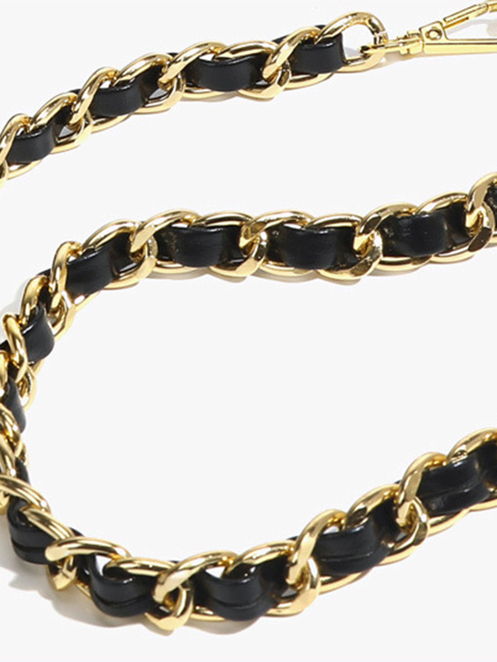 Vintage Chain Shoulder Bag | Textured Black Leather With Gold Hardware