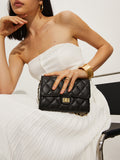 Quilted Chain Clutch Bag | Classic Diamond Pattern Leather Look