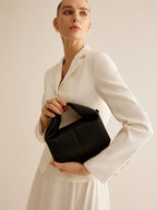 Minimalist Hobo Handbag | Black Leather-Look With Gold Hardware