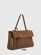 Classic Suede Shoulder Bag | Structured Flap Design